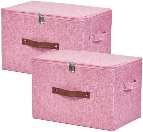 2PCS Storage Bins with Zipper Lids Decorative Lidded Basket Box by VinneGenzz