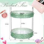 Honeydak Rotating Perfume Organizer Tray, 2 Tiers, Resin Diamond, Green - Image 2