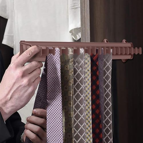 Sliding Tie Rack Hanger for Closet, 20 Tie Pull Out Belt Rack Organizer - Image 7