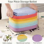 Rainbow Rope Basket for Storage 4 Pack Kids Baskets for Shelves - Image 5