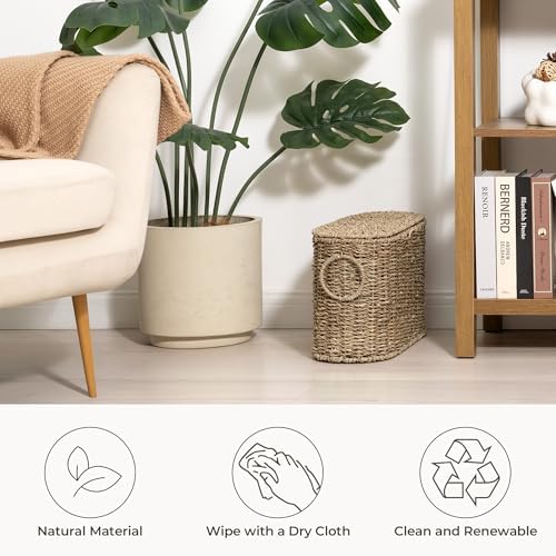 StorageWorks Seagrass Toilet Paper Storage with Lid, Paper Towel Storage - Image 4