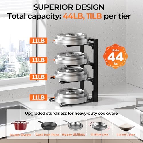 MUDEELA Pot and Pan Organizer Under Cabinet 15.75", 4-Tier Pot Rack, 2 Pack - Image 3