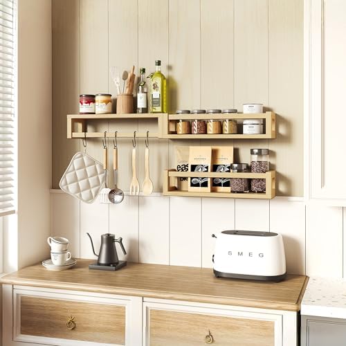 3Pack Solid Wood Floating Shelves for Wall, Nursery Bookshelf, Natural Wood - Image 6