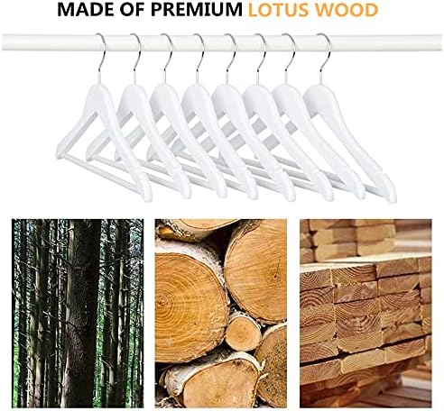 Amber Home 20 Pack 15" White Wooden Clothes Hangers for Woman - Image 4