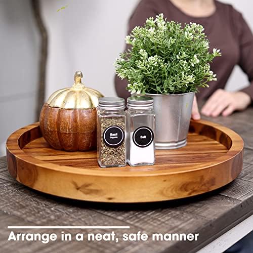 TIDITA 13" Wooden Lazy Susan Organizer for Tabletop 360° Rotation, High Rim - Image 6