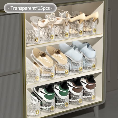 Shoe Slots Organizer, Adjustable 10 Pack Shoe Stacker for Closet Storage, Clear Double Layer Space Saver, Durable and Stackable Shoe Holder for Sneakers Heels and Flat - Image 6