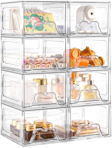 8Pack Acrylic Storage Drawers, Clear Stackable Storage Drawers, Acrylic Storage Bins with Drawers for Fridge Organizers, PlasticDrawers Stackable for Makeup Organizers Cosmetic Display by Unknown