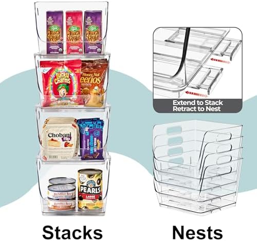 Sorbus Clear Pantry Organizer with Stackable Storage Bins, Open Front - Image 5