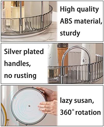 shuang qing Rotating Makeup Organizer for Vanity, Large Capacity Skincare Perfume Storage, Bathroom Counter Organizer, 360 Spinning Cosmetic Dresser Countertop Organizers (Gray, 3 Tier) - Image 3