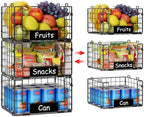 3 Pack XL Stackable Wire Baskets with Handle, Pantry Organizers and Storage - Image 7
