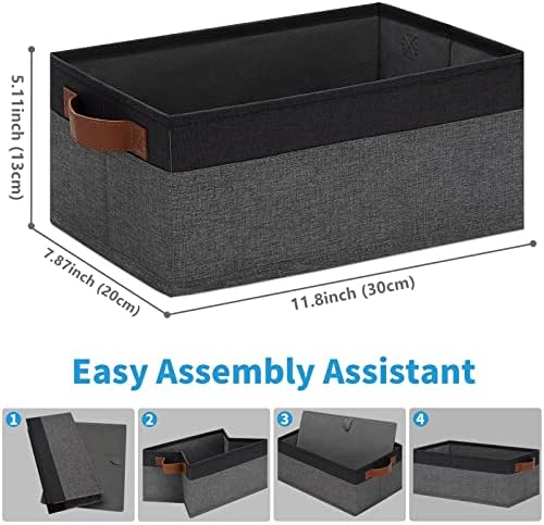 GhvyenntteS Small Fabric Storage Bins with Handles 6 Pack, 11.8" x 7.87" x 5.11" Storage Baskets for Shelves, Baskets for Organizing Clothes Underwear Socks Hats DVDs (Grey/Black) - Image 3