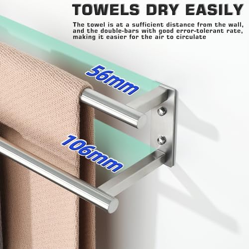 Alise 24'' Double Towel Bars for Bathroom,Wall Mount Towel Holder,Brushed - Image 5