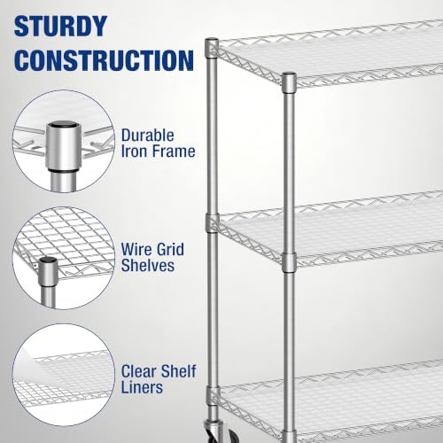 WORKPRO 40" 3-Tier Utility Cart, 330 LBS Capacity, Adjustable Shelves - Image 6