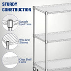 WORKPRO 40" 3-Tier Utility Cart, 330 LBS Capacity, Adjustable Shelves - Image 6