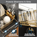 MAJALiS Gold Expandable Dish Drying Rack Over Sink with Extra Drainboard - Image 5