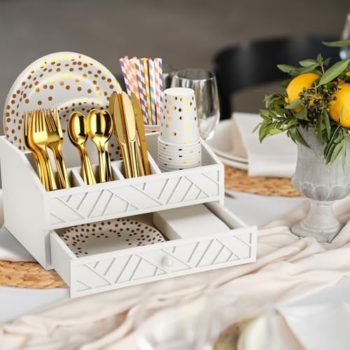 Marsui Wood Paper Plate Dispenser for Countertop, White - Image 6