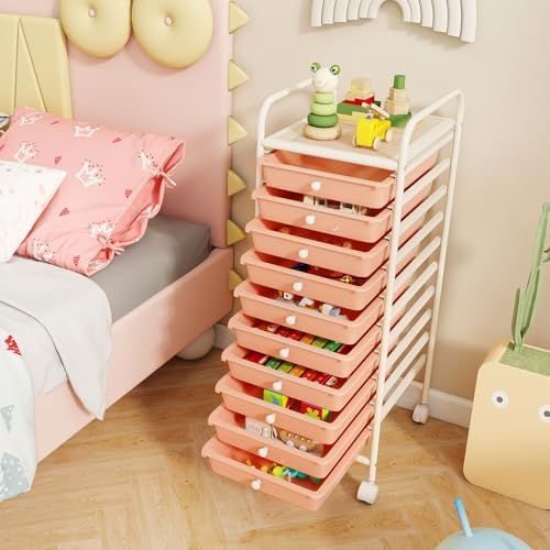 COSTWAY 10-Drawer Rolling Storage Cart, Utility Mobile Trolley - Image 2