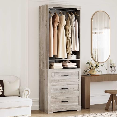 IRONCK Freestanding Closet System with Adjustable Shelves & 3 Drawers by IRONCK