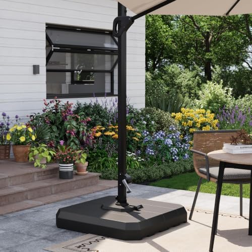 Garvee 4-Piece Patio Umbrella Stand for 10-15FT Cantilever Umbrella, 330lb Capacity Outdoor Umbrella Base, Filled with Water or Sand, Heavy Duty Market Umbrella Holder for Patio, Deck, Poolside - Image 2