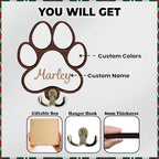 Personalized Dog Leash Holder, Custom Dog Paw Harness Wall Hanger Organizer with Name, Decorative Hooks for Leashes, Keys, Collars, Leash Rack Wall Mount for Entryway, Hallway, Gift for Pet Lovers - Image 4