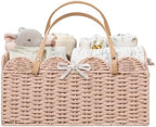 HBlife Baby Diaper Caddy, Paper Rope Storage Baskets Nursery Bin with Removable Divider, Portable Car Organizer for Diapers, Baby Shower Gifts, Newborn Essentials Must Haves by HBlife