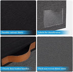 Large Storage Bins with Lids, Foldable Fabric Storage Baskets with Lids, Sturdy Storage Boxes with Labels and 3 PU Handles for Closet Home Bedroom Office (26L, 3 Packs, Grey&Black) - Image 4