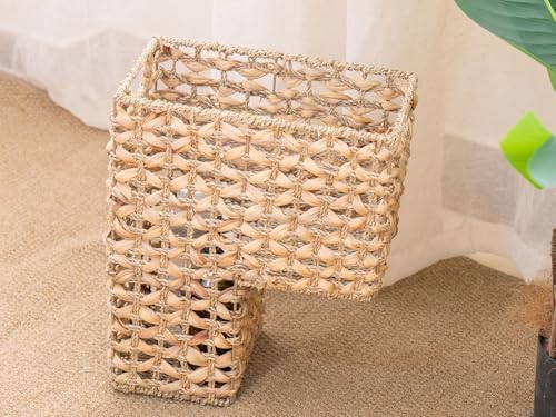 YAHUAN Stair Basket with Handles, Woven Water Hyacinth Stair Baskets for Carpeted Stairs, Natural Woven Water Hyacinth Seagrass Staircase Storage Organizer for Home (Water Hyacinth B) - Image 5