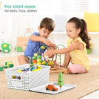 8 Pack Plastic Storage Baskets,White Stackable Bins with Lid - Image 4