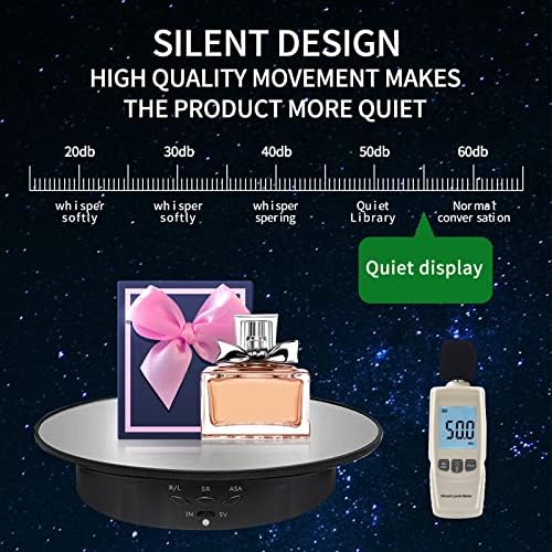 7.9" Mirror Motorized Rotating Display Stand Turntable with Remote & Battery Operated 17.6 LB,Photography Turntable Rotating Platform Lazy Susan (Black) - Image 5