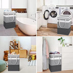 HomeHacks 2-Pack Large Laundry Basket, Waterproof, Freestanding Laundry Hamper, Collapsible Tall Clothes Hamper with Extended Handles for Clothes Toys in the Dorm and Family Gradient Grey, 88L - Image 6