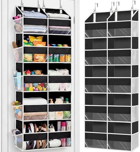 Over the Door Organizer 5 Tiers, Extra Large Behind Door Storage of 10 Compartments, 80 lbs Weight Capacity Hanging Storage Organizer with Clear Window Kids Toys, Shoes, Diapers, Room storage by Ofiray-home