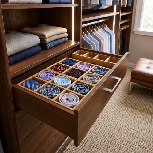 Closet Drawer Organizer Divider - 2 Pack Bamboo Holders Organizers - Image 2