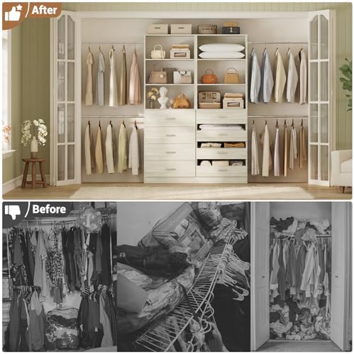 Aheaplus Closet System, 6-15Ft Custom Wood Closet Organizer with 8 Drawers - Image 5