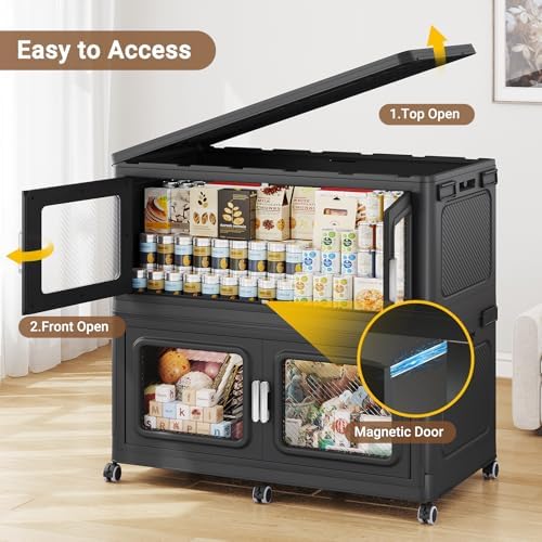BROVIEW 880 Qt Extra Large Stackable Storage Bin with Lids, 4 Pack Black - Image 6