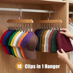Novabright 4 Pcs Closet Organizers with 10 Clips Hat Pants Scarf Socks Hangers Wood Space Saving Rotating Hanging Hangers Clothespins with Padded Clips for Leggings Bra Tie Belt Jeans Skirt (Wood) - Image 6