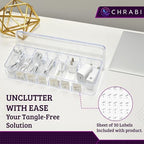 Set of 3 Cable Organizer Box W/Labels - Charger Box, Stackable W/Lids-Cord Organizer Junk Drawer- Cord Storage Box for Desk -Cable Organizer case, Multiuse Organizer - Image 3