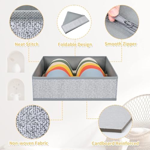 DIMJ Drawer Organizer Clothes 12 Pack - Foldable Baby Organizers and Storage & Dresser Organizer for Bedroom, Closet - Nursery Organization Dresser Dividers for underwear, Sock,Bra, Belt, Tie, Gray - Image 3