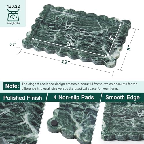 Scalloped Natural Marble Tray - Decorative Stone Tray for Bathroom & Vanity - Image 2