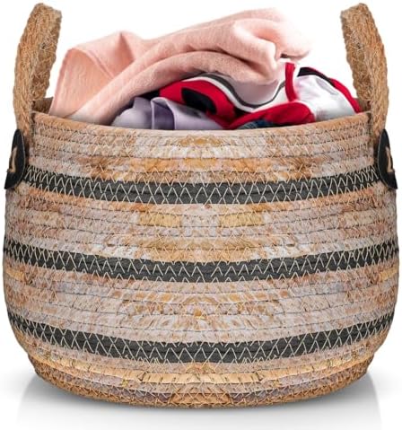 Zerodeko Woven Storage Baskets Straw Planter Basket Toy Blanket Organizer Seagrass Laundry Large Wicker Plant Tree for Dirty Clothes Pillows by Zerodeko
