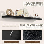 RICHFOCUS 72Inch Floating Shelves for Wall 2Pack, Black, 8" Deep - Image 6