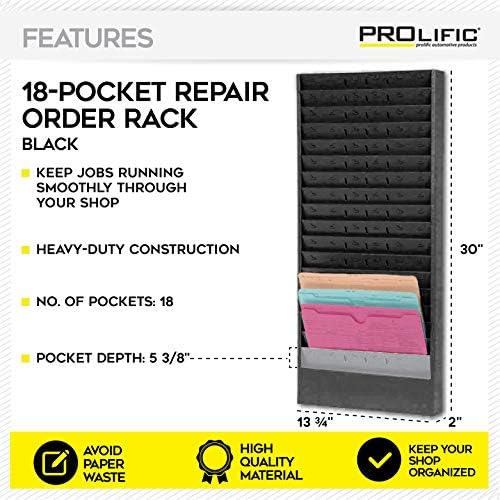 PROLific Automotive Products CHAMP Repair Order Rack - Heavy-duty Construction - Keeps your Shop Organized (18 Pocket, Black) - Image 2