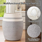 OIAHOMY 105L Laundry Hamper Cotton Rope Large Clothes Hamper White & Grey - Image 4