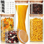HomArtist Glass Jars with Bamboo Lids [Muti Size Set of 5], Glass Canisters with Airtight Lids, Glass Food Storage Containers for Pasta, Oats, Coffee, Flour, Sugar, Rice, Best for Kitchen & Pantry by HomArtist