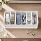 MinBoo Bamboo Belt Rack, 6-Compartment Belt Organizer and Displayer for Closet and Drawer, Men and Women (White) - Image 6