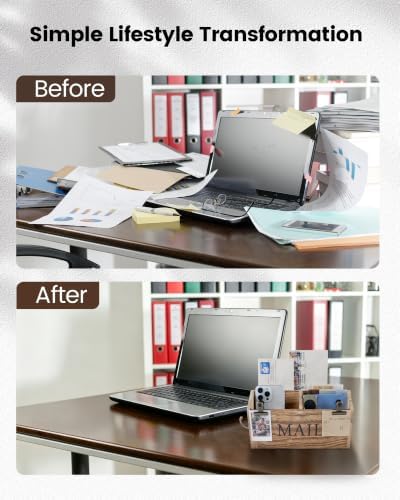 DLQuarts Solid Wood Mail Organizer Countertop & Wall Mounted, Burnt Wood - Image 7