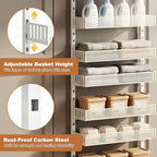 Over the Door Pantry Organizer, 8-Tier Heavy-Duty Door Spice Rack with Mesh Baskets, Height Adjustable & Anti-Swing Design, Pantry Door Organizers and Storage for Kitchen, Bathroom - Image 5