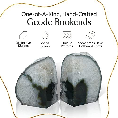 Nature's Decorations Green Agate Bookends – A+ Grade Geode Heavy Duty Decorative Stone Crystal for Shelves & Bookcases, Natural Polished Bookshelf Decor, 1 Pair 4-6Lbs - Image 7