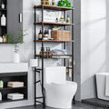 Over-The-Toilet Storage Shelf,4-Tier Bathroom Organizer Cabinet Rack And Storage Over Toilet With Shelf Waterproof Feet Pad And Basket,Multifunctional Space Saver Freestanding Bathroom Shelves（Brown） by Unknown