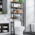 Over-The-Toilet Storage Shelf,4-Tier Bathroom Organizer Cabinet Rack And Storage Over Toilet With Shelf Waterproof Feet Pad And Basket,Multifunctional Space Saver Freestanding Bathroom Shelves（Brown） by Unknown