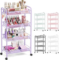 TOOLF 4 Tier Rolling Cart, Metal Utility Storage Cart with Wheels, Purple by TOOLF